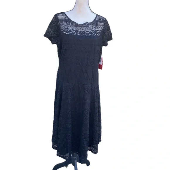 sangria black lace dress Sweet Intentions Black Lace Maxi Dress with Gloves Black / XL main image 1